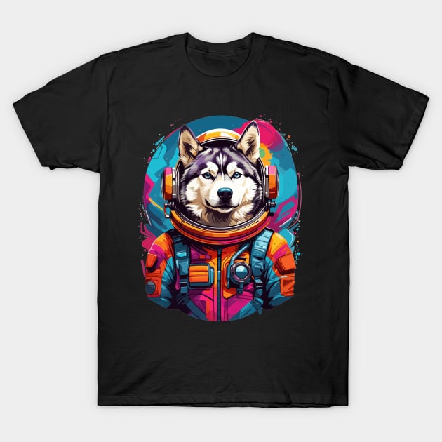 Space Husky Astronaut T-Shirt by Qibar Design